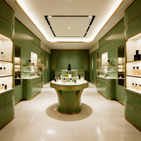 Edgy Luxe Cosmetics Boutique Featuring Tiered Open Shelves, Partial Enclosure Checkout, and Integrated LED Display Shelves
