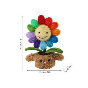 Kit de bricolage en peluche de corail avec nettoyeur de tuyaux en peluche de couleur unie, <span class=keywords><strong>visage</strong></span> souriant de tournesol avec centre arc-en-ciel - Product Image 4