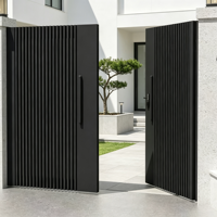 Portail de cour moderne en aluminium de 6 pieds, design à lattes verticales, automatique, électrique, pour villa, jardin, intimité, sécurité, cour arrière, extérieur, 3D