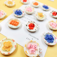 Jolie assiette jouet comestible pour chat, accessoires en résine, colle crème DIY, pinces à cheveux faites à la main, matériaux de décoration pour coques de téléphone, vente en gros