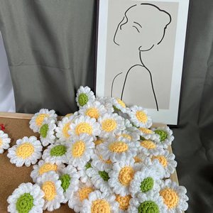 Woven Bouquet Wedding Decor Woven Handmade Crocheted Small <b>Daisy</b> Chamomile Flowers - Product Image 3