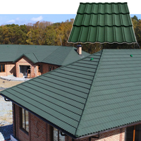 Solution de toiture en acier recyclable pour maison résidentielle, tôles en aluminium durables, tuiles de toiture revêtues de pierre