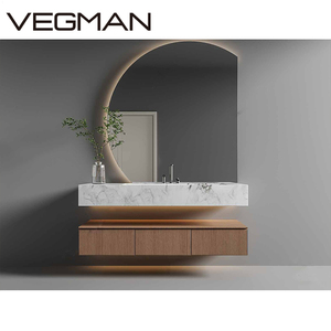 Lemari kamar mandi, Modern, untuk kamar mandi, Meja rias mewah, Set atas dengan cermin terpasang di dinding MDF - Product Image 6