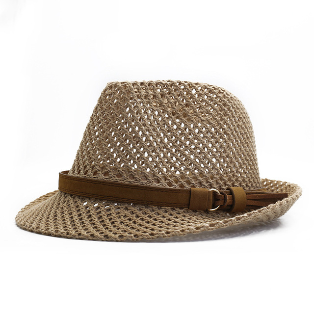 Summer Classic Crochet Fedora Hat Short Brim Trilby Beach Sun Hat for Men and Women Travel Fishing Leisure Outing Beach