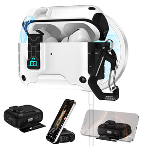 Custodia per AirPods Pro 3 con Supporto per Telefono e Moschettone, Custodia Magnetica a Scomparsa Automatica per Auricolari, Cover Robusta per AirPods Pro 3 4 2 - Product Image 1
