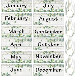 Juego de Decoraciones Mensuales para Fiestas, Títulos de Meses del Año, Bordes para Tableros de Anuncios Mensuales con Recortes Redondos de Confeti - Product Image 5
