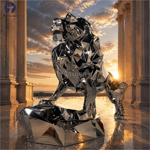 Scultura di <span class=keywords><strong>Leone</strong></span> in Acciaio Inossidabile 316/304 Lucidato a Specchio, Decorazione per Giardino Esterno, Supporta Design 3D e DDP - Product Image 2