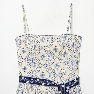 Robe mi-longue décontractée vintage personnalisée Printemps 2026 <span class=keywords><strong>à</strong></span> imprimé ceinture, bretelles spaghetti, dos nu, épaules dénudées, OEM/ODM par usine chinoise - Product Image 3