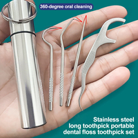 Ensemble de 7 cure-dents en acier inoxydable, mini outil de nettoyage buccal, soin des dents, cure-dents en métal réutilisables portables pour une utilisation en poche