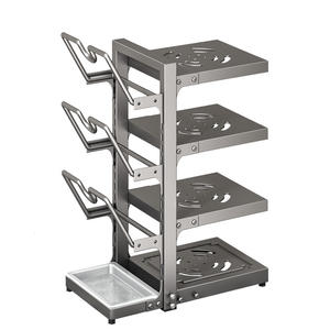 Organizador de cocina minimalista de acero al carbono, estante multicapa para ollas y tapas, estante de almacenamiento para encimera o gabinete. - Product Image 5