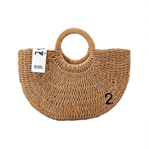 Grande Borsa a Tracolla Semicircolare in Carta Intrecciata 42x30cm, Borsa da Petto per Donna - Product Image 1