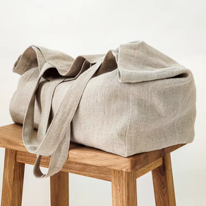 Tùy chỉnh linen 100% hữu cơ lớn thời trang bãi biển mua sắm biểu tượng tùy chỉnh in ấn đồng bằng chất lượng tốt Tote nhãn tag Linen Túi - Product Image 1