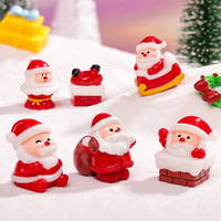 Figurine Kotak Hadiah Santa Natal, Aksesoris Dekorasi Kerajinan Resin DIY Pemandangan Salju, Ornamen Mini untuk Meja
