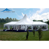 Carpa Moderna Grande Blanca para Bodas, Ferias Comerciales, Fiestas, Eventos con Cristal Transparente, 6x12m, Poliéster, Nueva
