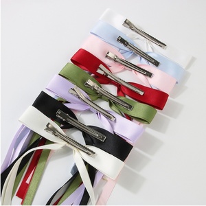Pita Satin simpul 6 inci 21 warna, jepit rambut buaya logam, pita rambut ekor panjang, klip rambut untuk wanita anak perempuan - Product Image 4