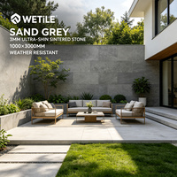 Dalle en pierre frittée aspect ardoise gris sable 3mm 1000x3000mm résistante aux intempéries et aux UV pour revêtement mural extérieur et intérieur