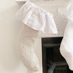 Bán Buôn Shabby Chic Giáng Sinh Trang Trí Sọc Xù Lanh Giáng Sinh <span class=keywords><strong>Stocking</strong></span> - Product Image 5