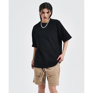 T-shirt surdimensionné pour homme FOXA, noir, 100% coton, col rond, manches courtes, coupe ample, streetwear, haut de sport pour la salle de sport - Product Image 5