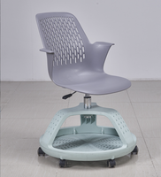Chaise de bureau avec tablette d'écriture pour salle de classe à l'école, 6 roues, panier gris, chaise de formation de bureau