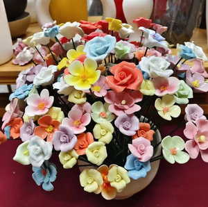Flores Pequeñas de Cerámica Plástica, Hechas a Mano con Técnica de Pinzado a Alta Temperatura, Creativas, Eternas, Simples, Pintadas - Product Image 6
