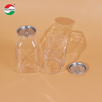 Pot cylindrique transparent en plastique PET personnalisé de 500 ml avec couvercle facile à ouvrir pour bière, thé, jus, café, boissons énergisantes et soda