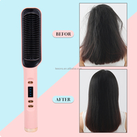 Peigne Lisseur Électrique Amélioré à Ions Négatifs, Brosse Chauffante Lissante pour Cheveux Épais et Bouclés