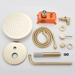 Ensemble <span class=keywords><strong>de</strong></span> robinetterie <span class=keywords><strong>de</strong></span> douche encastrée ronde en laiton doré brossé, système <span class=keywords><strong>de</strong></span> douche pluie mural 8/10/12/<span class=keywords><strong>16</strong></span> pouces avec mitigeur chaud/froid, vente en gros - Product Image 6
