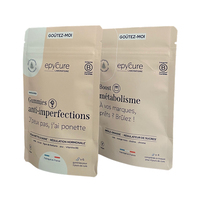 250g gros sac de sel de mer imprimé naturel avec fenêtre feuille d'aluminium noir mat ziplock debout pochette de sel de bain
