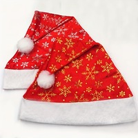 Chapeau de Noël en velours avec logo personnalisé estampé or, motif flocon de neige or et argent, pour adulte et enfant, décoration