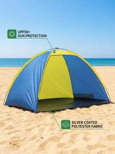 Custom Size 2-Person One Bedroom Beach <b>Tent</b> Four-Season Uv Protection Breathable Polyester & Pe | Fiberglass Frame - Product Image 2
