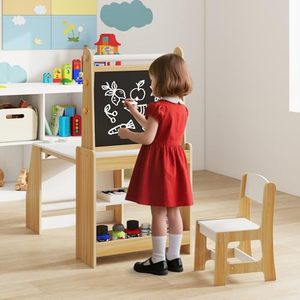 unique design toddler chair and table Wooden Easel Activity <strong>Desk</strong> Set with <strong>White</strong> Black board Toddler Table Chair for Drawing - Product Image 2