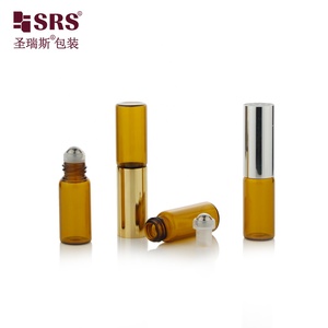 SGB2-5 + 5ml kép Side Glass Ống Glass Lăn chai với thép không gỉ bóng với vàng bạc nắp kim loại cho nước hoa dầu - Product Image 5