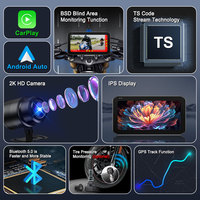 6.25 "système multimédia de moto sans fil CarPlay double caméra DVR TPMS BSD IP67 étanche moto GPS