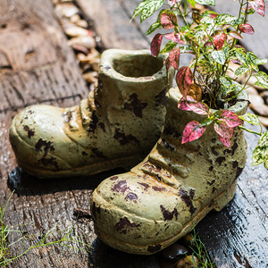 Vente chaude Pot de fleurs en ciment en forme de chaussure créative, Pot de fleurs artisanal en ciment pour jardin Planteur pour décoration d'intérieur - Product Image 3
