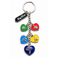 Porte-clés en alliage de zinc coloré en forme de cœur émaillé, souvenirs de Key West en Floride, porte-clés personnalisé en métal en forme de cœur de dauphin