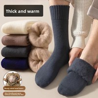 Chaussettes thermiques d'hiver pour hommes en fibre acrylique doublées polaire épaisse – Chaleur supplémentaire, résistance à la friction pour le sommeil et l'utilisation au sol