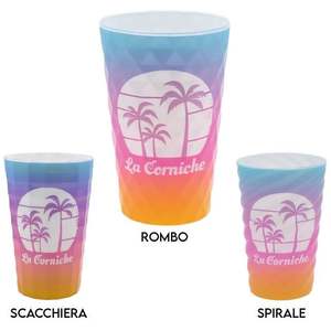 Vaso Reutilizable de Plástico La Corniche de 300 ml, Diseño Glamuroso con Patrón de Palmeras Tropicales, para Beber Directamente, Uso en Fiestas - Product Image 1
