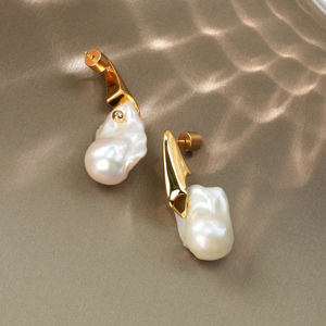 Không thường xuyên Bông tai pháp Baroque Bông tai ngọc trai sang trọng cao cấp Bông tai cho phụ nữ - Product Image 6