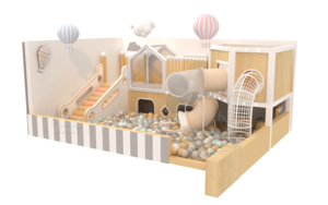Aire de jeux intérieure miniature commerciale personnalisée pour café, ensemble de jeux doux de haute qualité en <span class=keywords><strong>bois</strong></span> avec piscine à balles, <span class=keywords><strong>toboggan</strong></span> et structure d'escalade - Product Image 2