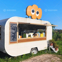 Remolque de Comida Móvil Multifuncional Totalmente Equipado, Construcción de Fibra de Vidrio, Acero Inoxidable y Aluminio, para Snacks y Papas Fritas, Resistente a la Oxidación