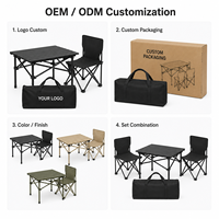 Ensemble de table et chaises pliantes de camping portables pour 6 personnes, cadre en acier carbone, plateau en aluminium, ensemble de pique-nique et de repas en plein air, prêt à être expédié