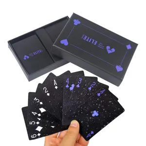 Cartes de poker noires mates de luxe royales de bonne qualité imprimées en usine cartes à jouer en plastique pvc casino 100%