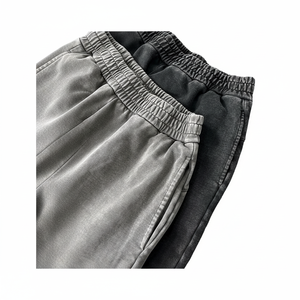 กางเกงวิ่งจ๊อกกิ้งสำหรับผู้ชายกางเกงผ้าคอตตอนแบบลำลองใส่ได้ทั้งชายและหญิงทรงตรงแบบวินเทจฟอกสีแบบกำหนดโลโก้ได้เอง - Product Image 1