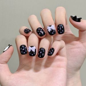 Nuevo estilo 3D moldeado a mano lindo lazo de lunares <span class=keywords><strong>uñas</strong></span> <span class=keywords><strong>cortas</strong></span> - Product Image 1