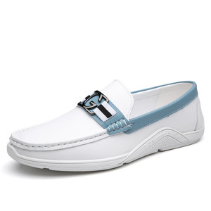 Mocasines Blancos de Piel Suave para Hombre, Zapatos Casuales de Tacón Bajo para Primavera Verano - Product Image 5