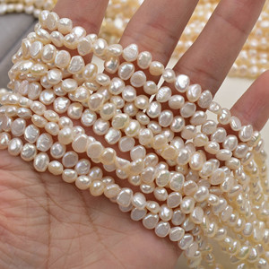 Perlas Blancas Naturales de Agua Dulce de 5-6 mm, Pequeñas, Barrocas, de Dos Caras, con Orificio Horizontal Ligero, Irregulares, para Collar DIY, Cuentas Sueltas - Product Image 1