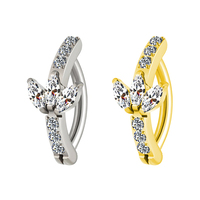 Calendo Anneau de nombril en titane ASTM F136 plaqué or Bijoux de piercing au nombril Bijoux de corps en zircon CZ personnalisé