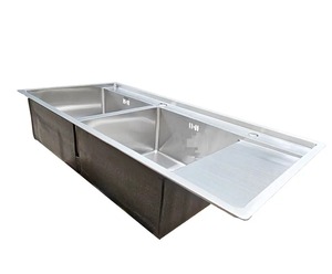 Évier de cuisine double en acier inoxydable 304 fait main avec égouttoir, finition brossée pour cuisines modernes - Product Image 3