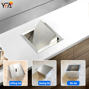 Square Stainless Steel Trash Can With Swing Lid Embedded <strong>Cover</strong> Desktop Trash Can Kitchen Counter Top Waste <strong>Bin</strong> <strong>Covers</strong> - Product Image 5