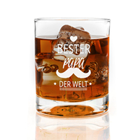 Vaso de Whisky Personalizado de 10.3oz con la Frase 'Bester Papa Der Welt', Regalo para el Día del Padre, Vaso Old-Fashioned para Papá
